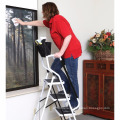 Folding 4-Step Safety Step Ladder - Padded Side Handrails - Attachable Tool Pouch Caddy